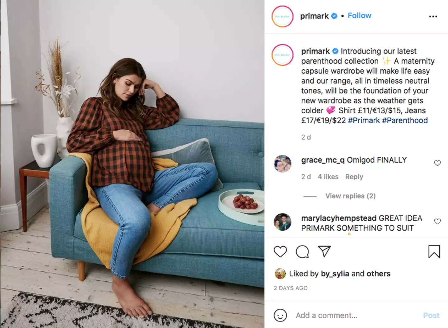 Primark shared this post, naming their new pregnancy collection (