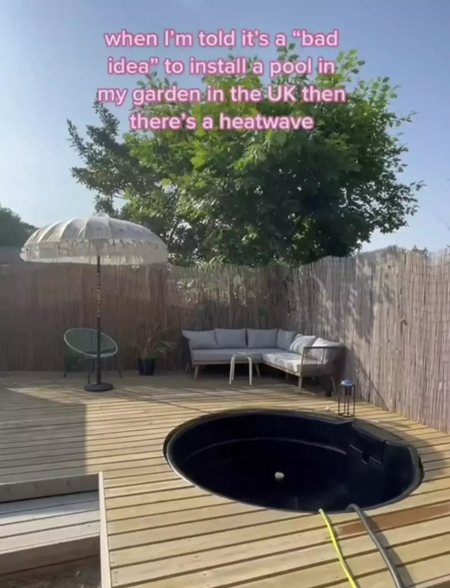 The woman said she had 'zero regrets' about building the £300 pool.