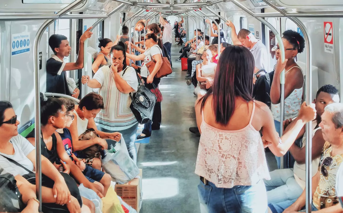 The woman said the train was 'heaving'.