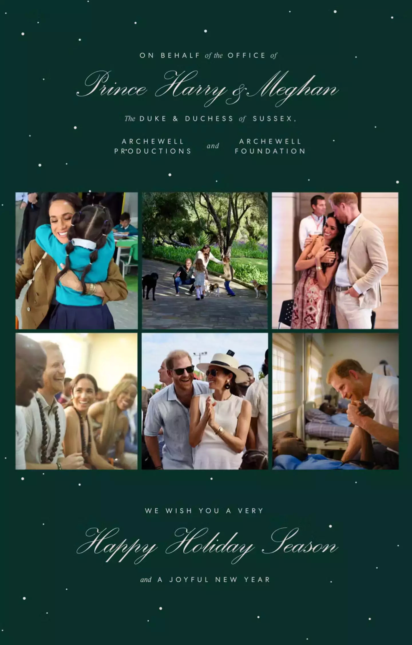 The official card from the Sussexes (Archewell Foundation)