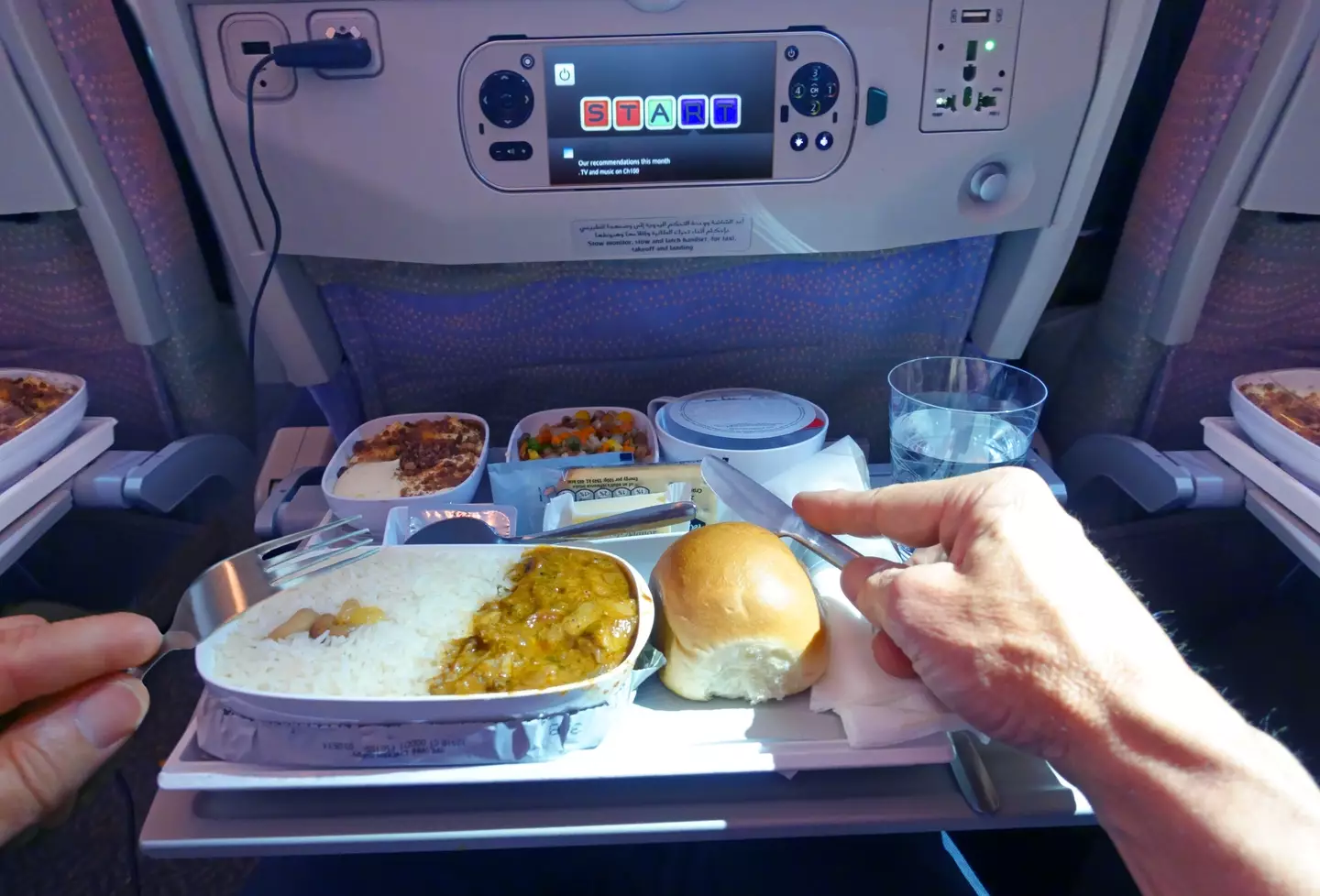 Apparently, you should avoid eating off tray tables. (Peter Cade/Getty)