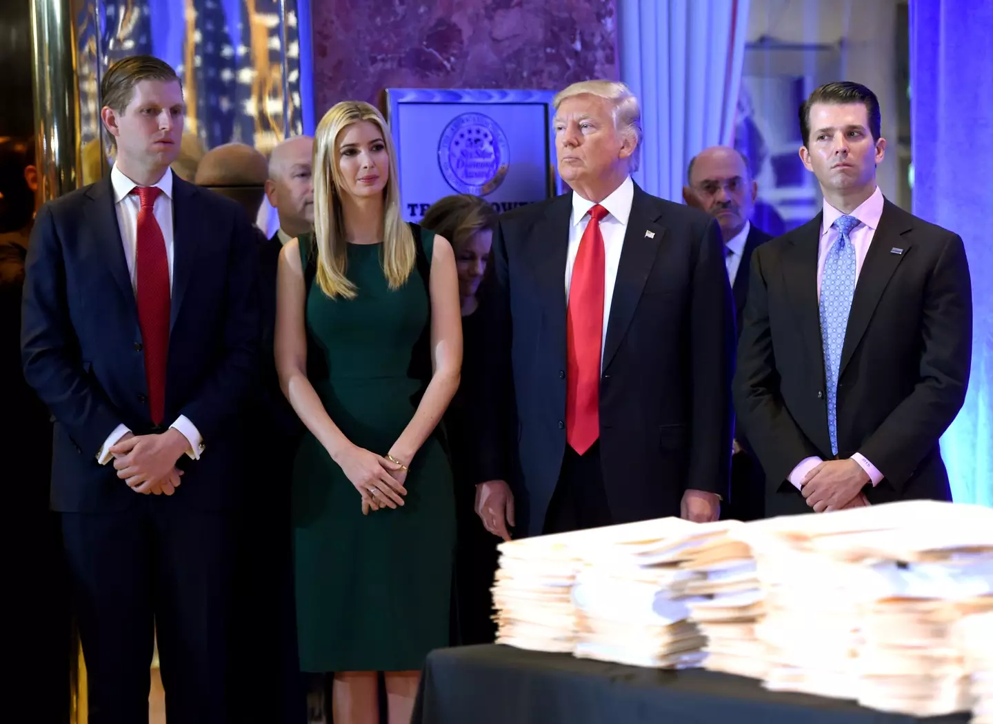 Trump with children Eric, Ivanka and Donald Jr in 2017 (TIMOTHY A. CLARY/AFP via Getty Images)