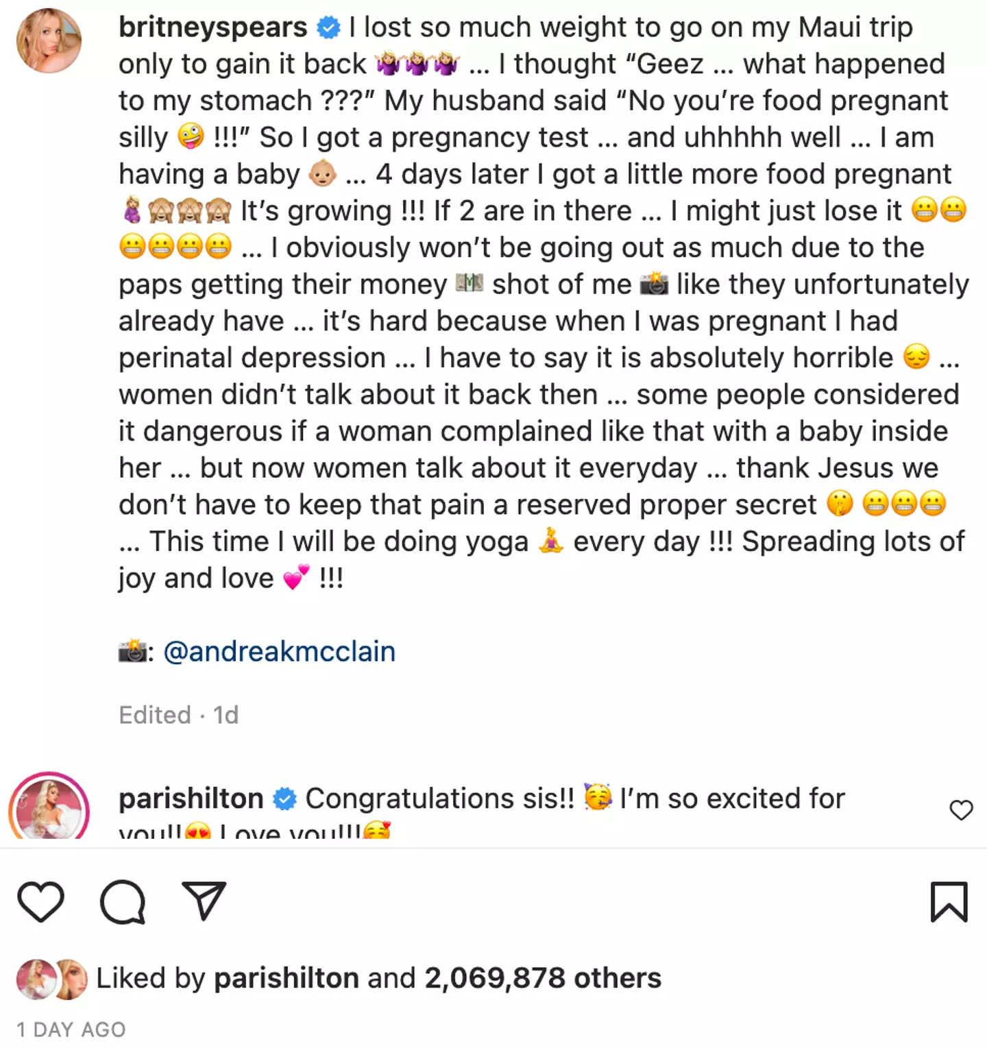 Jamie Lynn 'liked' Britney's pregnancy announcement post. (