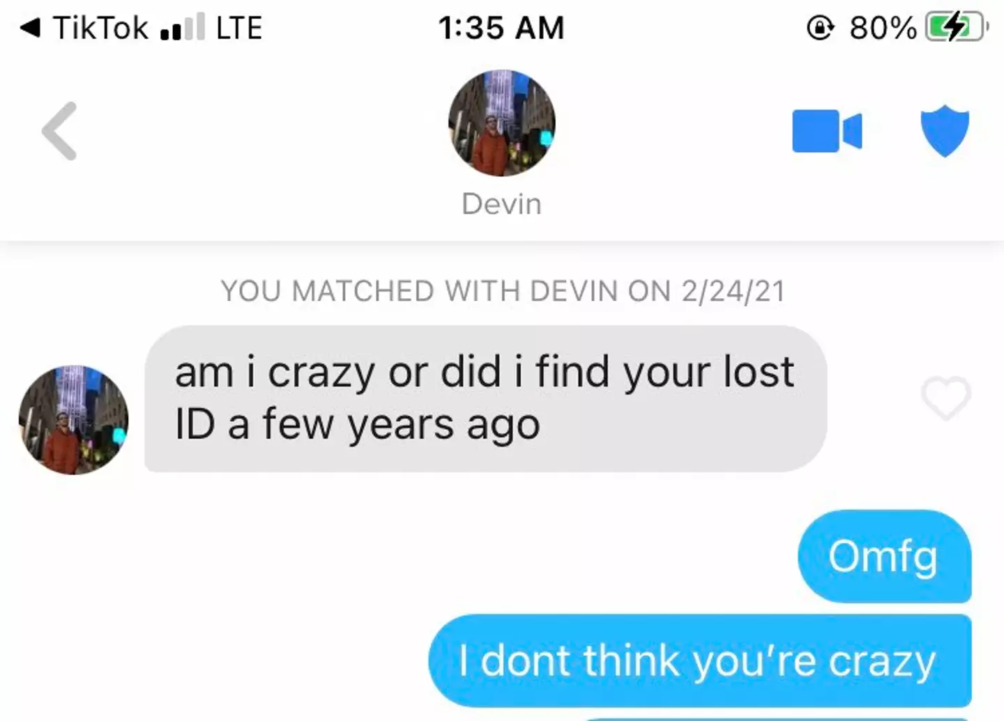Abby and Devin matched on Tinder three years later (