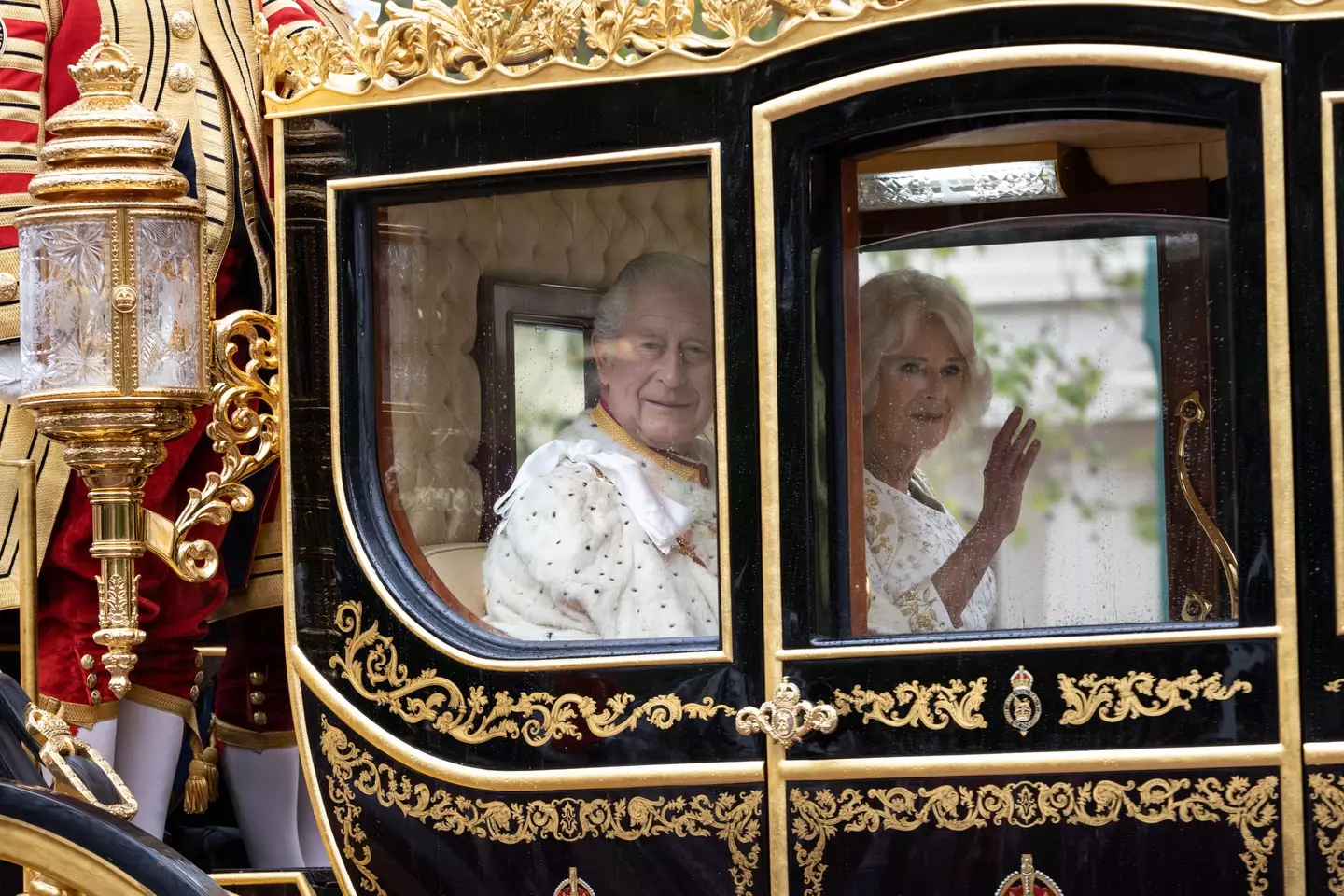 King Charles and Camilla were left waiting outside the Abbey.