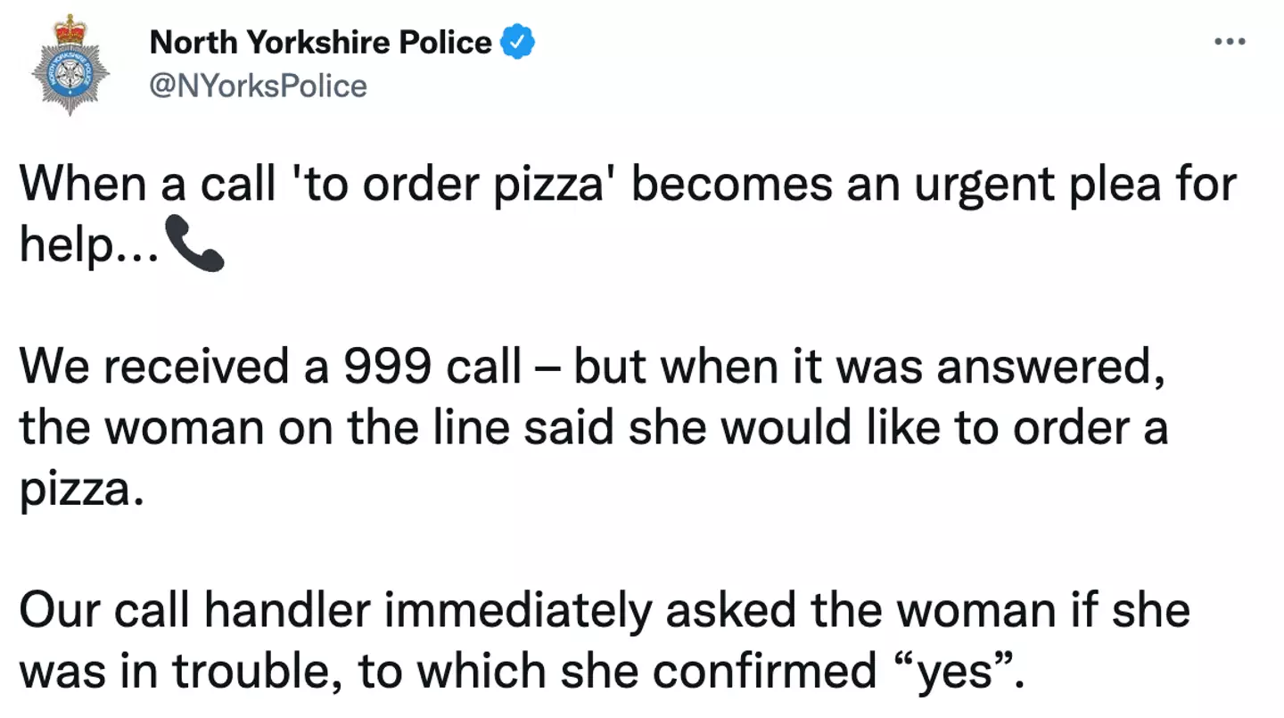 North Yorkshire Police tweeted about the incident (