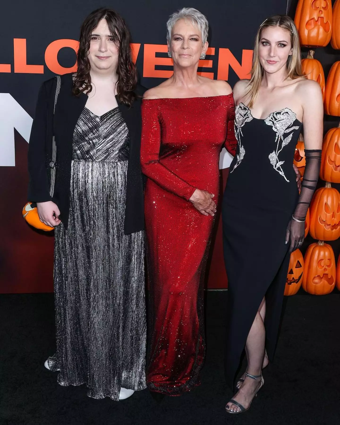Ruby Guest, Jamie Lee Curtis and Annie Guest at Halloween Ends World Premiere.