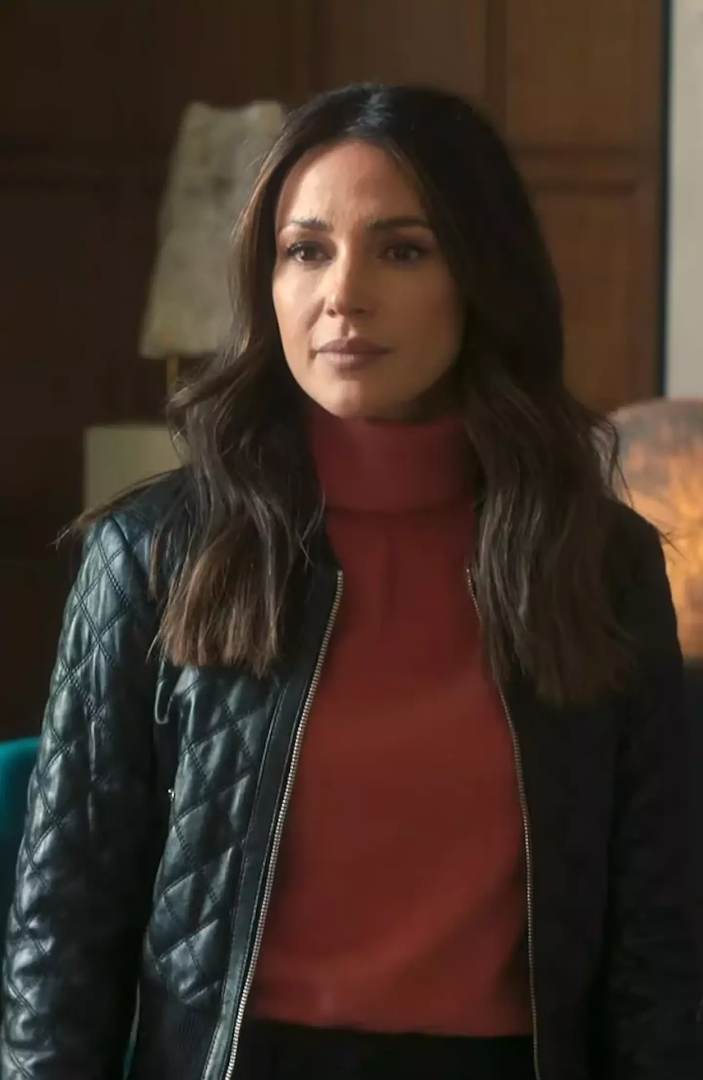 Fans are loving Michelle Keegan's wardrobe in Don't Fool Me Once, including this Maje bomber jacket.