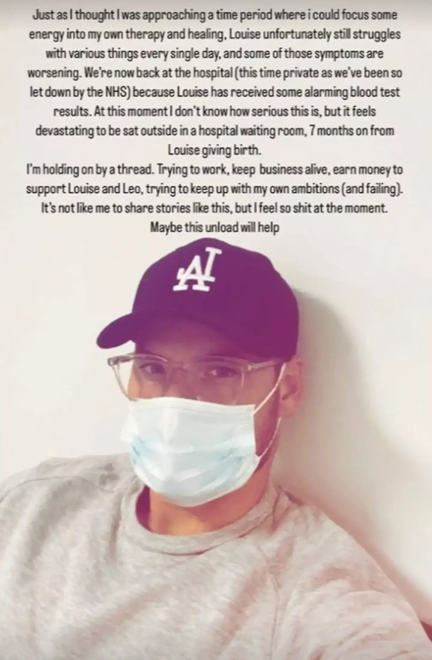 Ryan shared an update on Instagram.