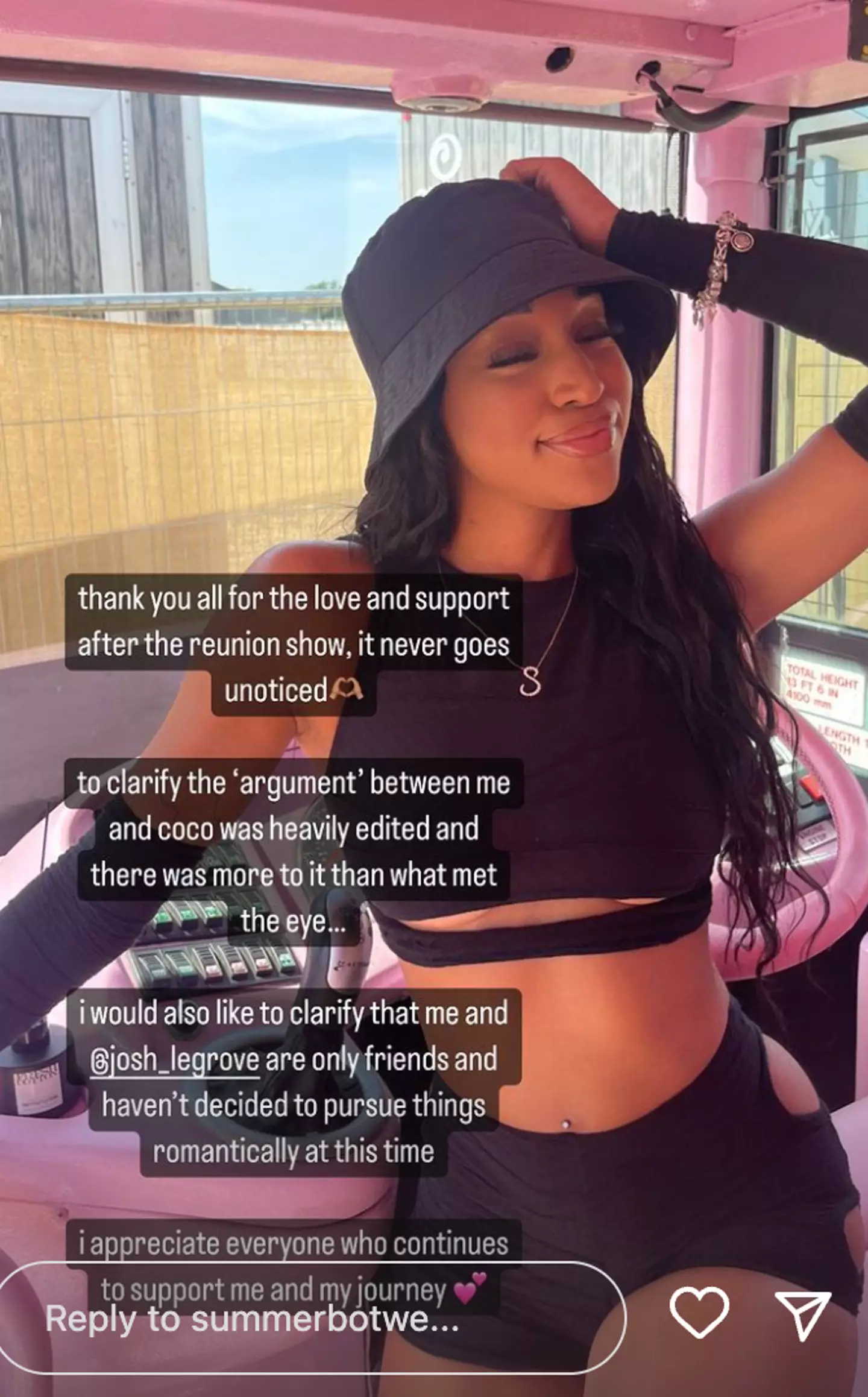 Summer addressed the argument on Instagram.