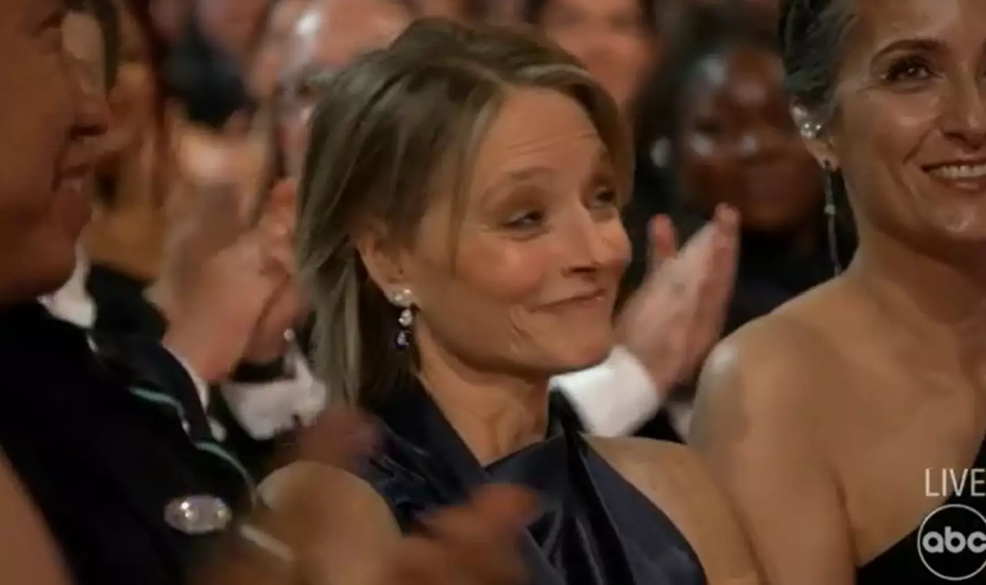 Jodie Foster could be seen laughing and nodding her head at the Los Angeles venue.