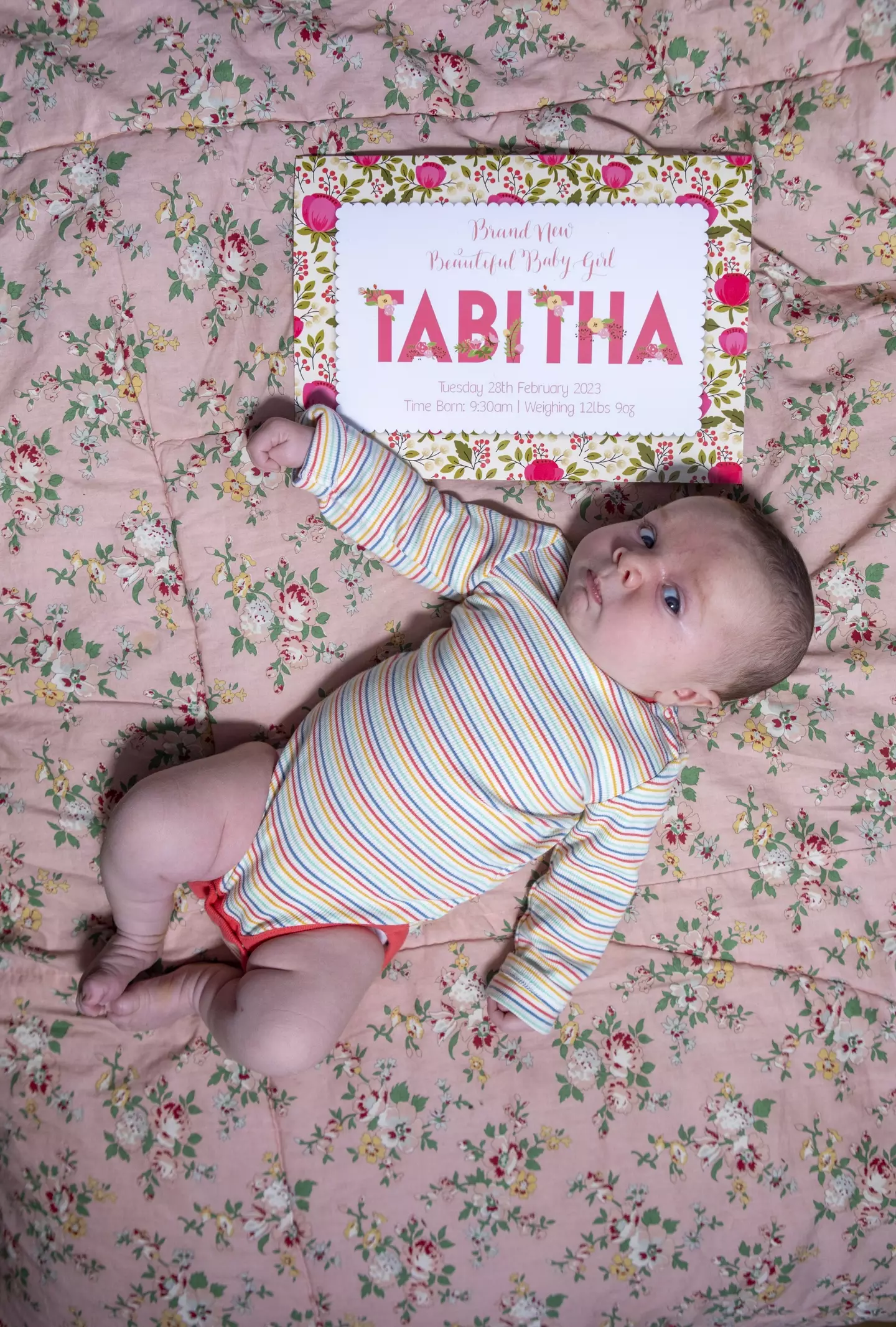Tabitha was born weighing 12lbs 9oz.