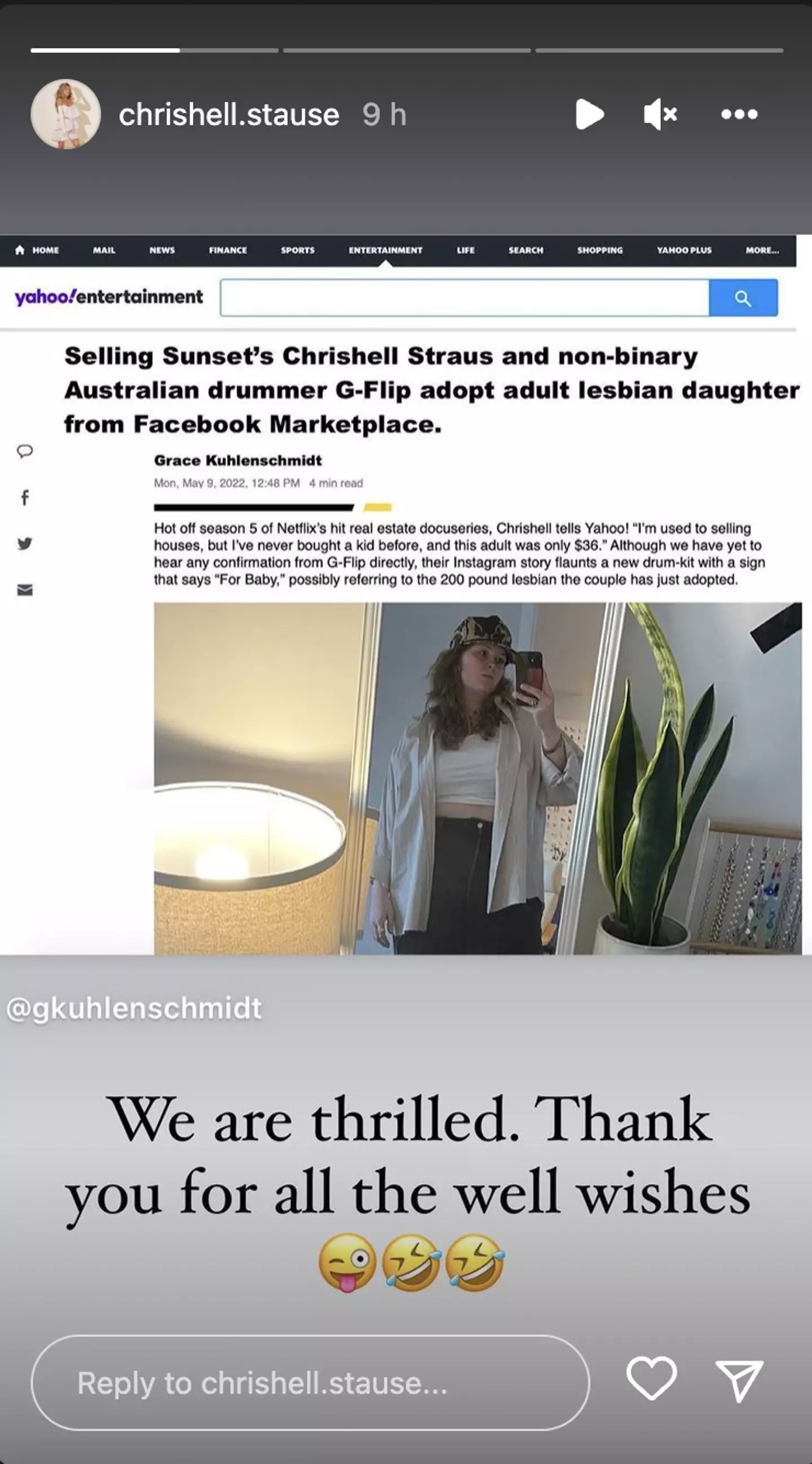 The Selling Sunset star shut down all rumours via her Instagram story.