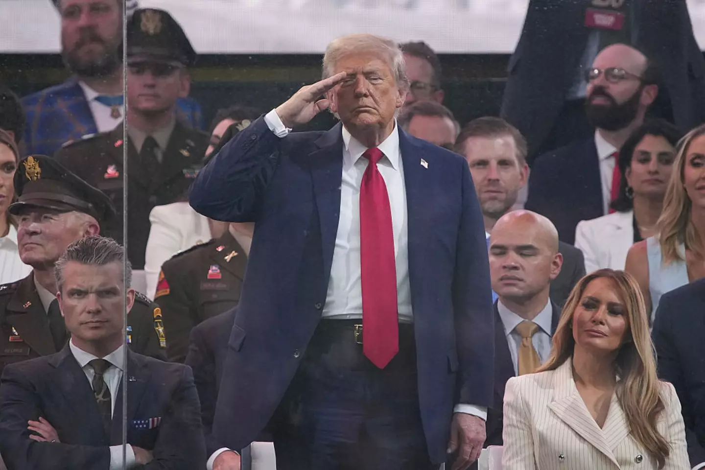 People couldn't help but notice the US President looked a little down (Getty Images/Andrew Harnik)