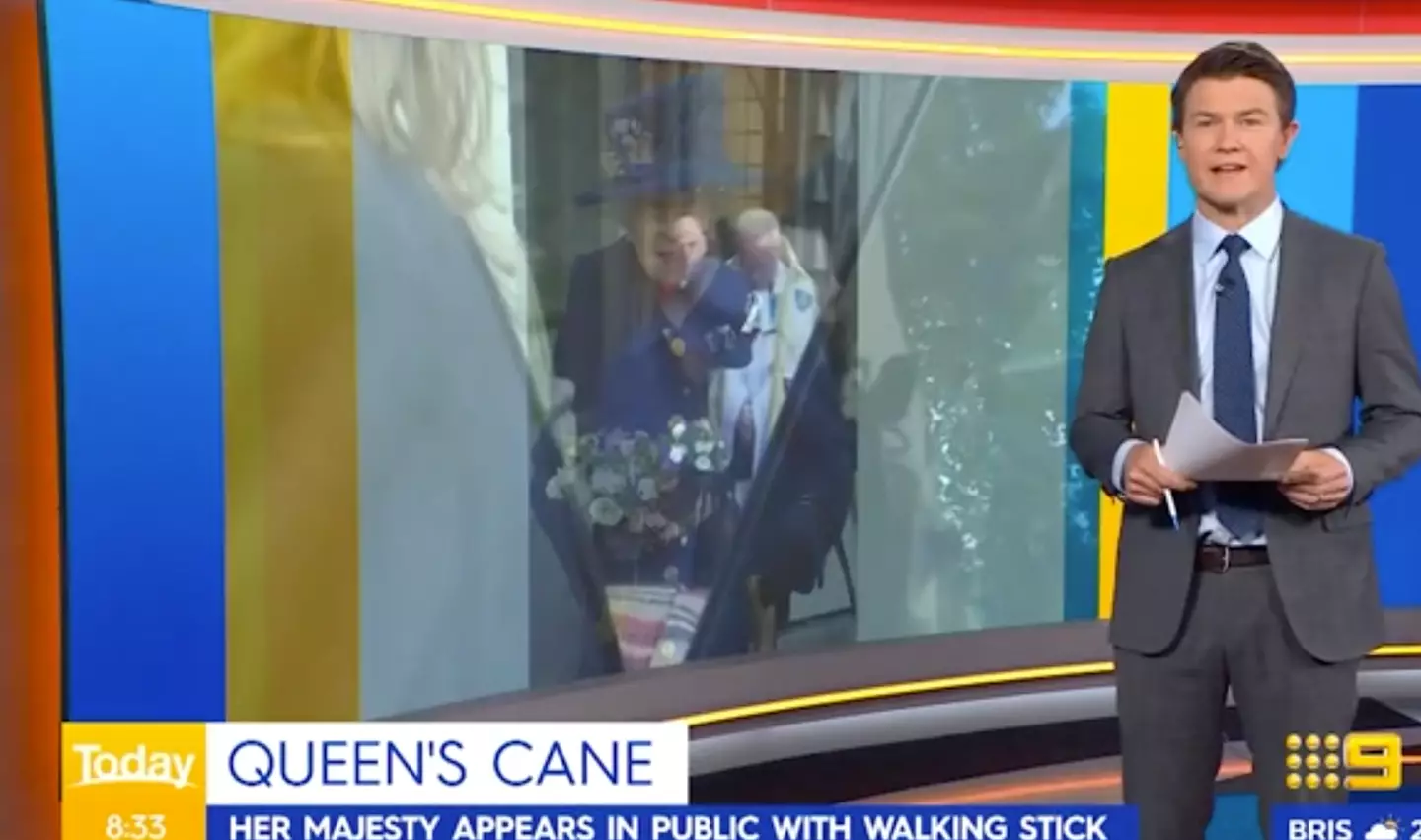 Newsreader Alex Cullen reported on the Queen's walking stick (