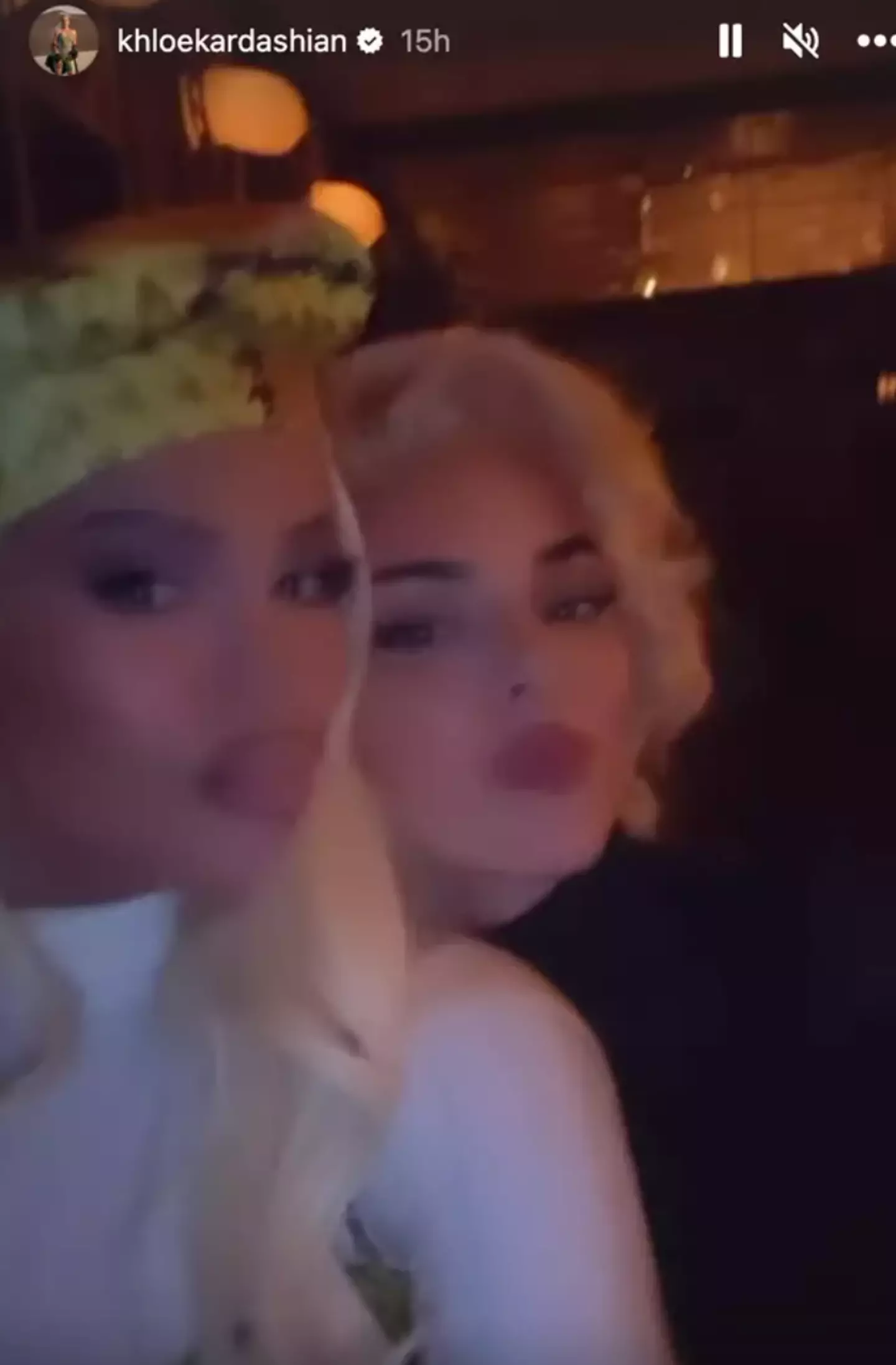 Khloé Kardashian posed for a video with sister Kendall Jenner.