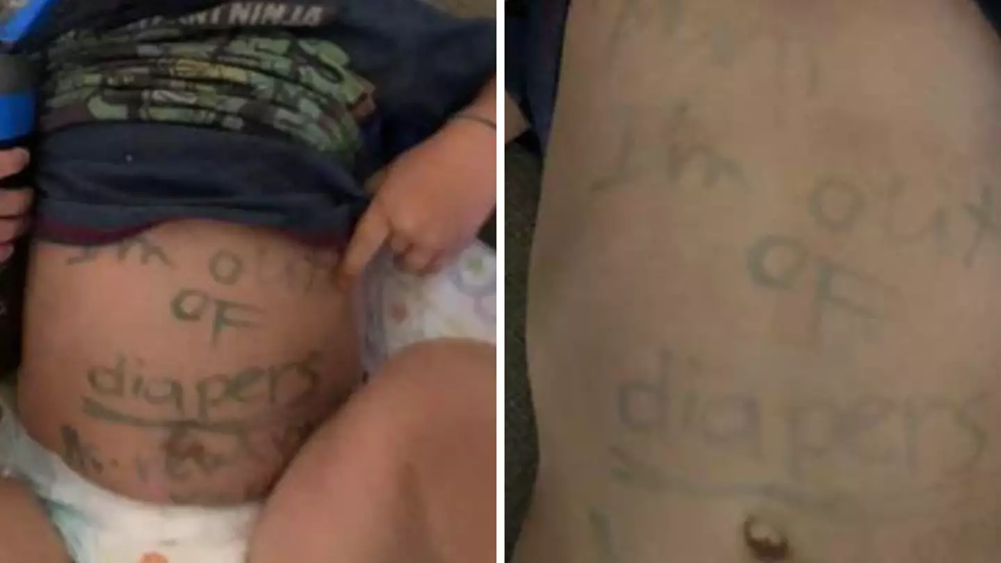 Mum left furious after nursery assistant writes on baby's body with marker