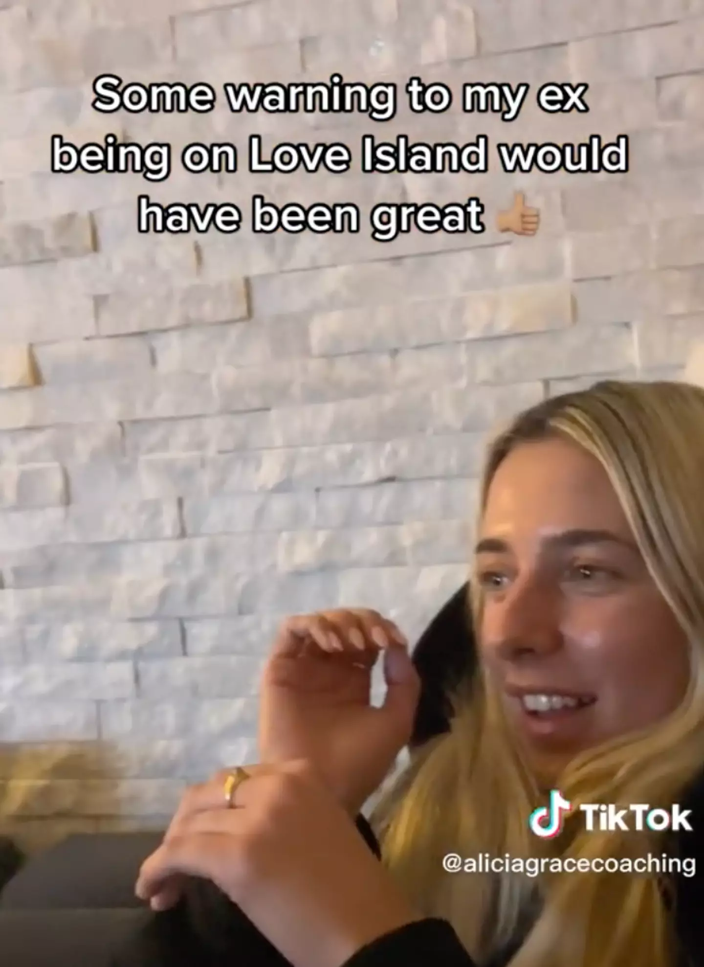 Alicia looked mortified to see her alleged ex on TV.