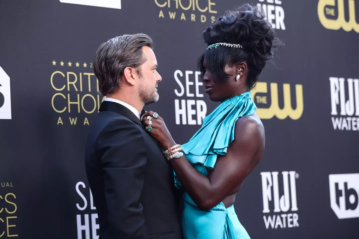 Jodie Turner-Smith and husband Joshua Jackson attend the Critics Choice Awards (