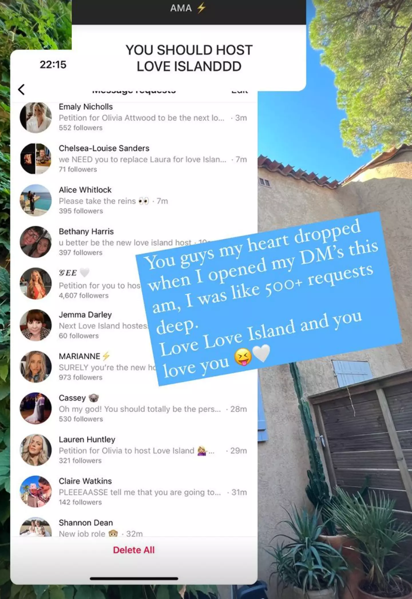 Olivia has been inundated with messages from fans.