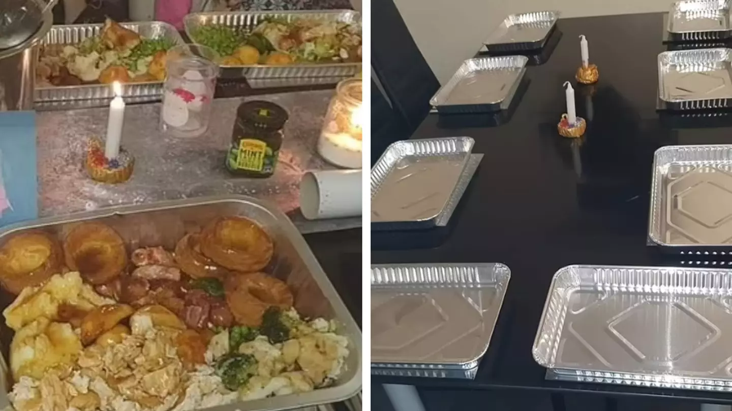 Man slammed for serving family Christmas dinner in tin foil oven trays