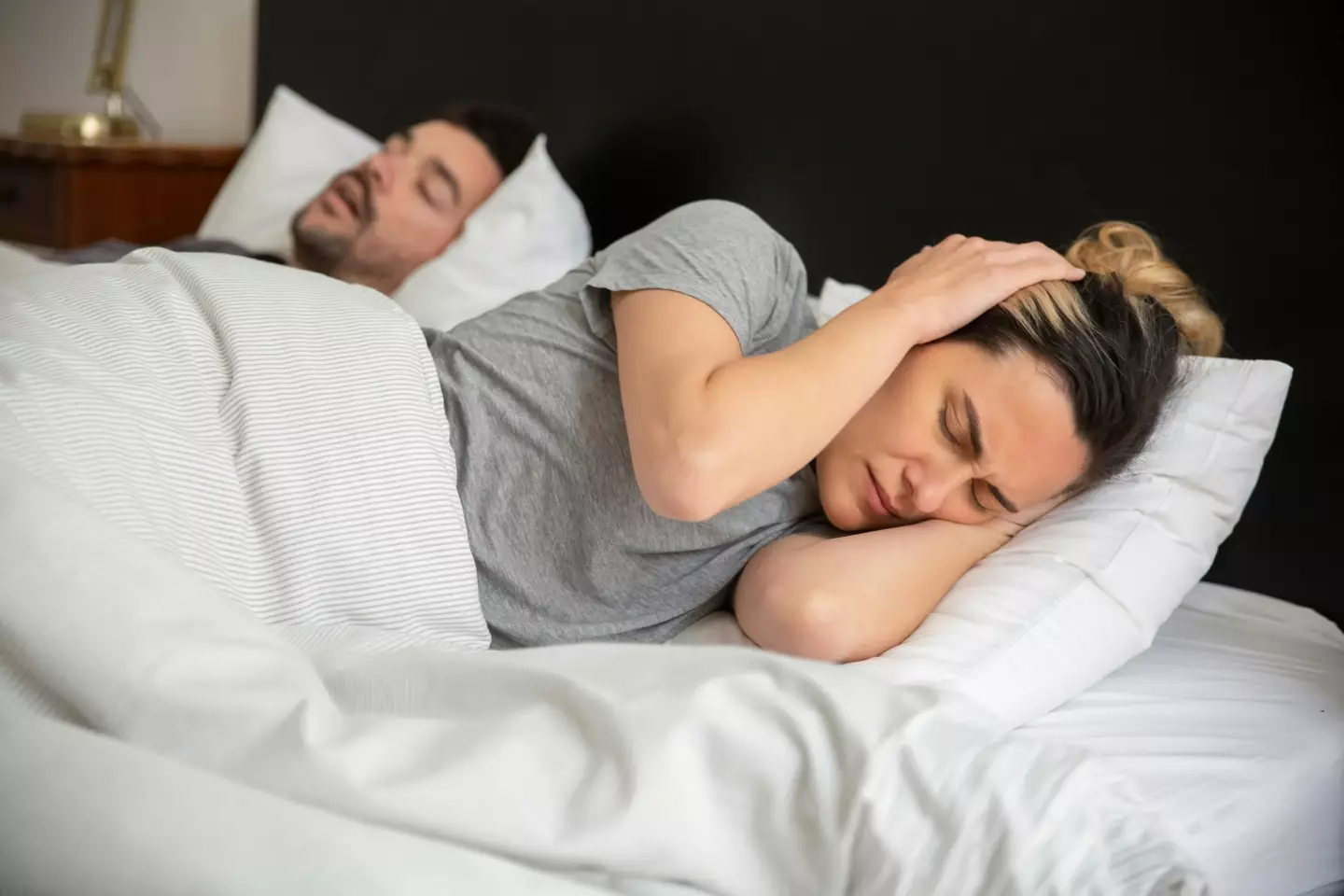 Sleeping on your back makes snoring worse.