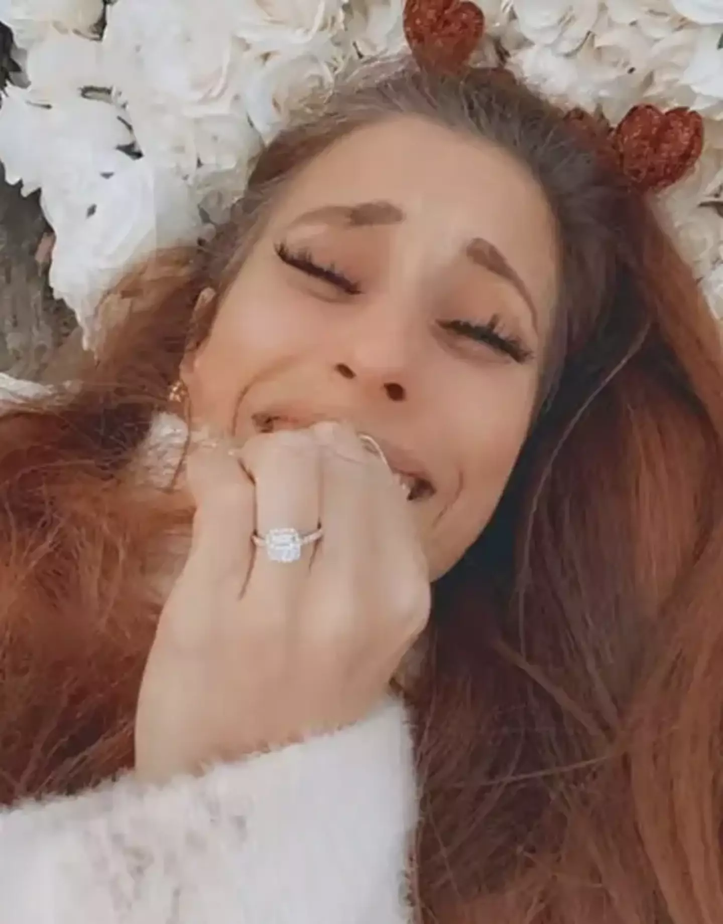 Stacey previously had a halo-style engagement ring with a pavé band.