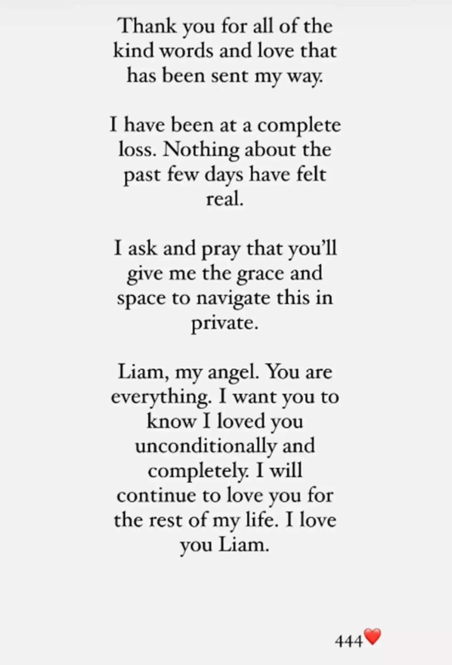 The statement was shared on Instagram (Instagram/@kateecass)