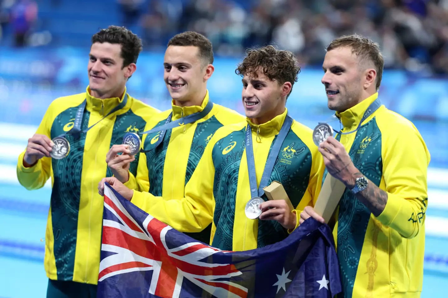 The Aussie swimmer finished the replay race in an impressive 46.59 seconds. (Al Bello / Staff / Getty Images)