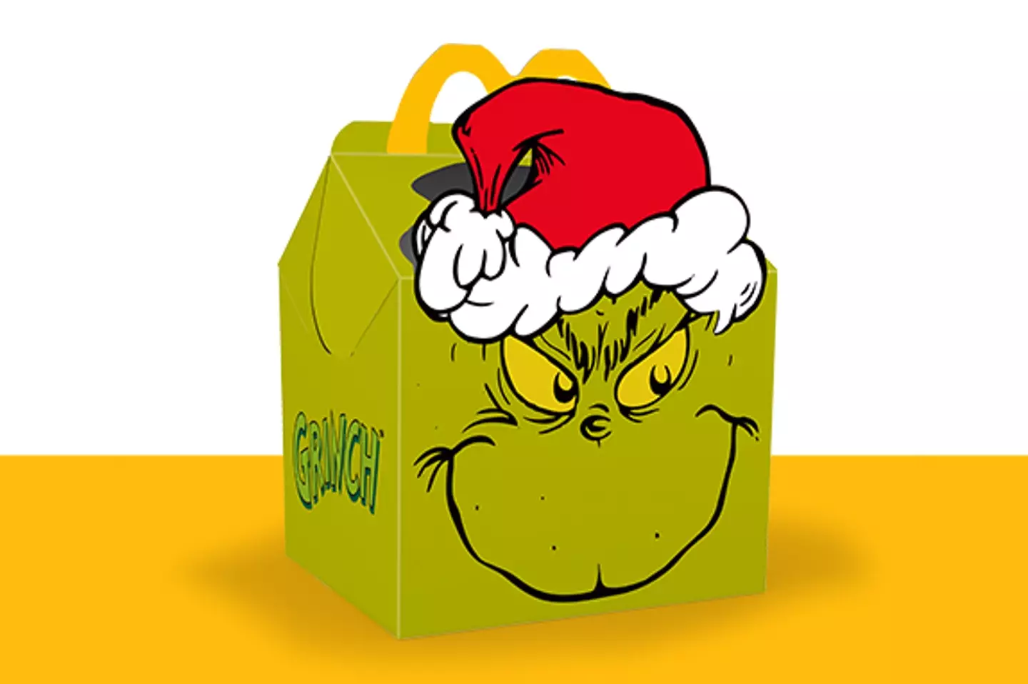 The new Grinch-themed Happy Meal box (McDonald's)