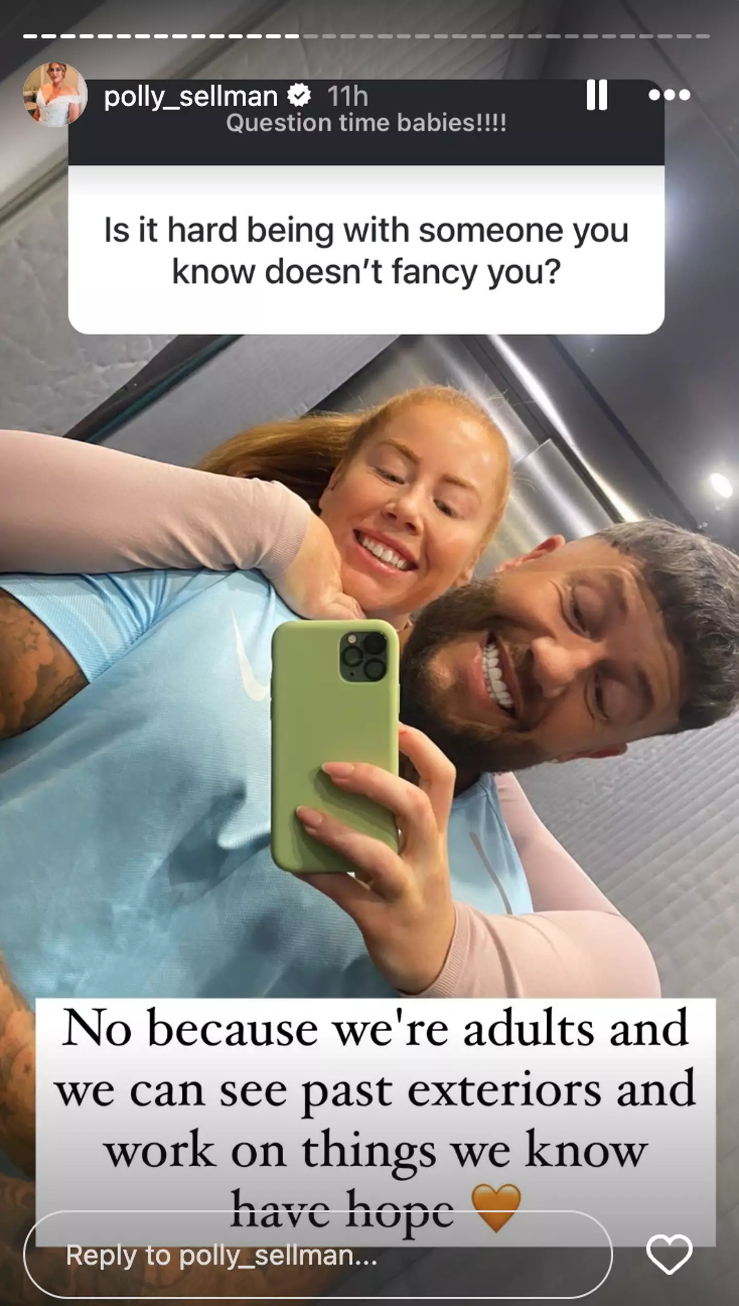 Polly took to Instagram to answer some questions (Instagram/@polly_sellman)