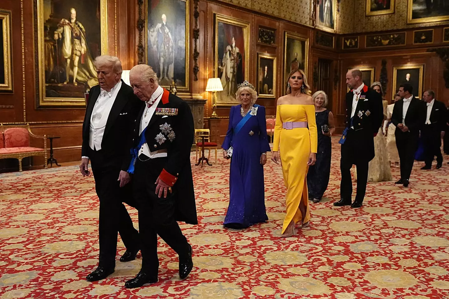 The procession was, of course, led by King Charles and Donald Trump, followed by Queen Camilla and Melania (WPA Pool/Getty Images)