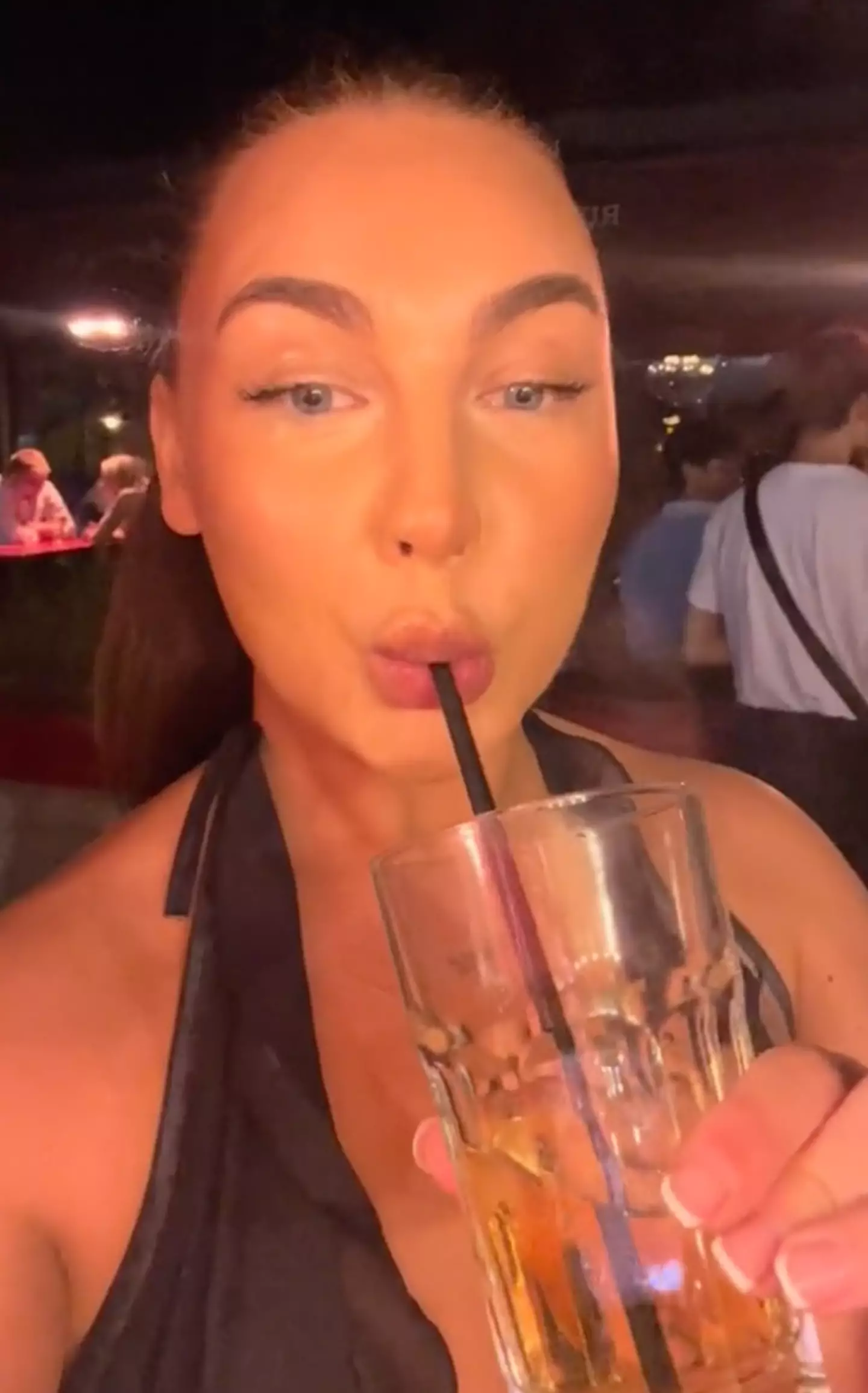 Georgia stuck to sipping soft drinks on her night out.