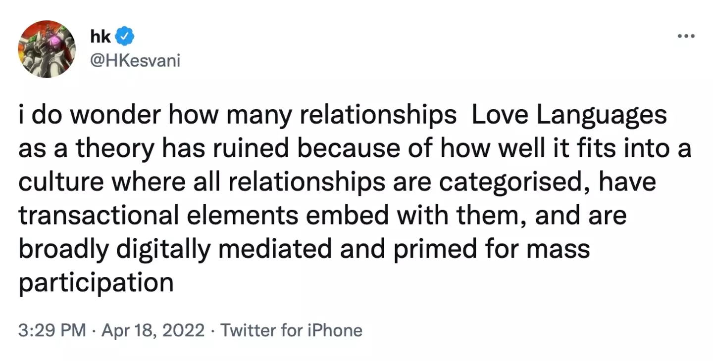 One Twitter user reflected on the very real possibility that the quiz could have this opposite effect on relationships (Twitter @HKesvani). 