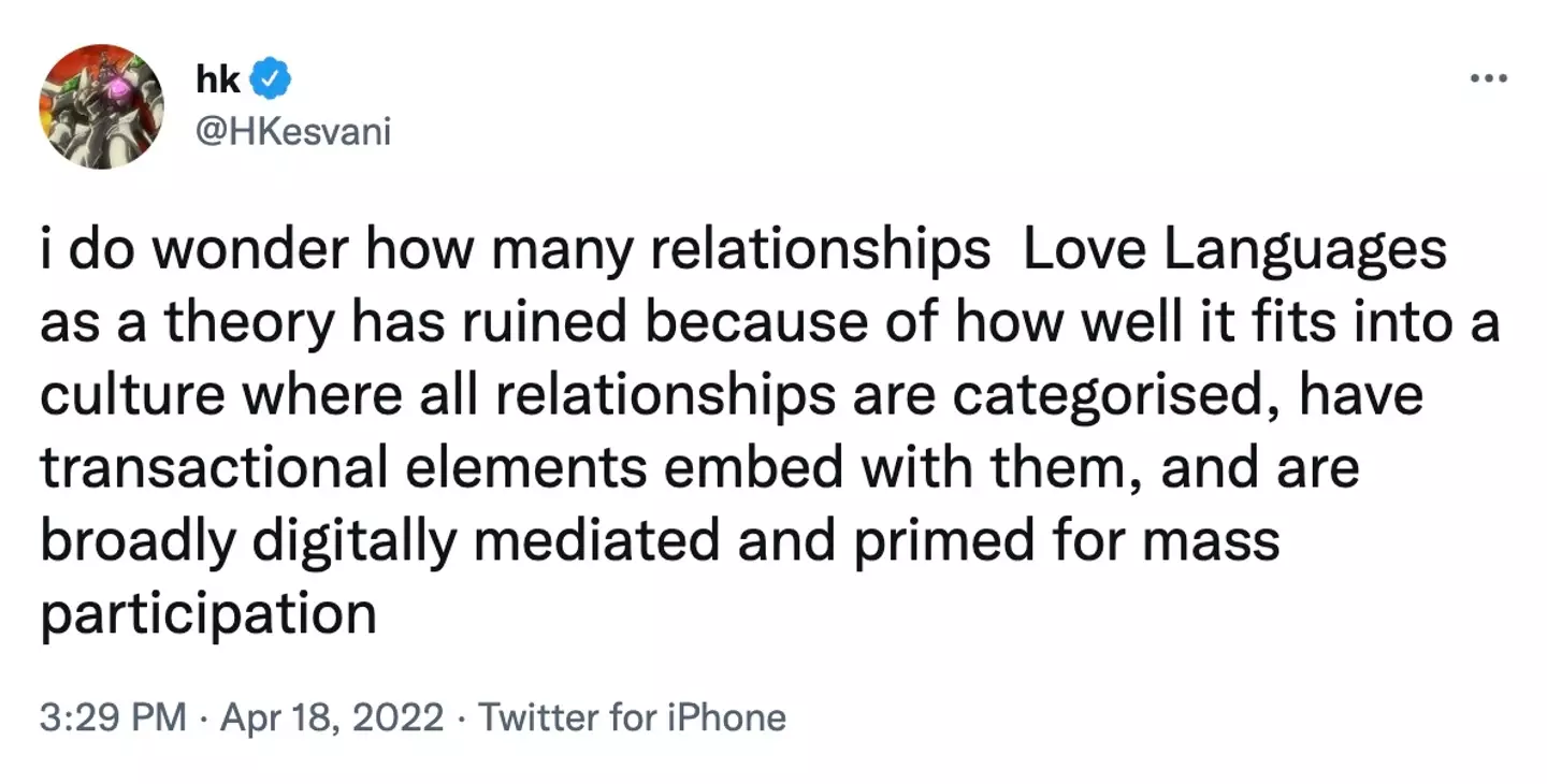 One Twitter user reflected on the very real possibility that the quiz could have this opposite effect on relationships (Twitter @HKesvani).