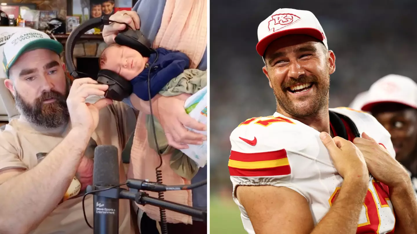 Travis Kelce has heartwarming reaction to seeing Jason and Kylie’s newborn baby on camera for the first time