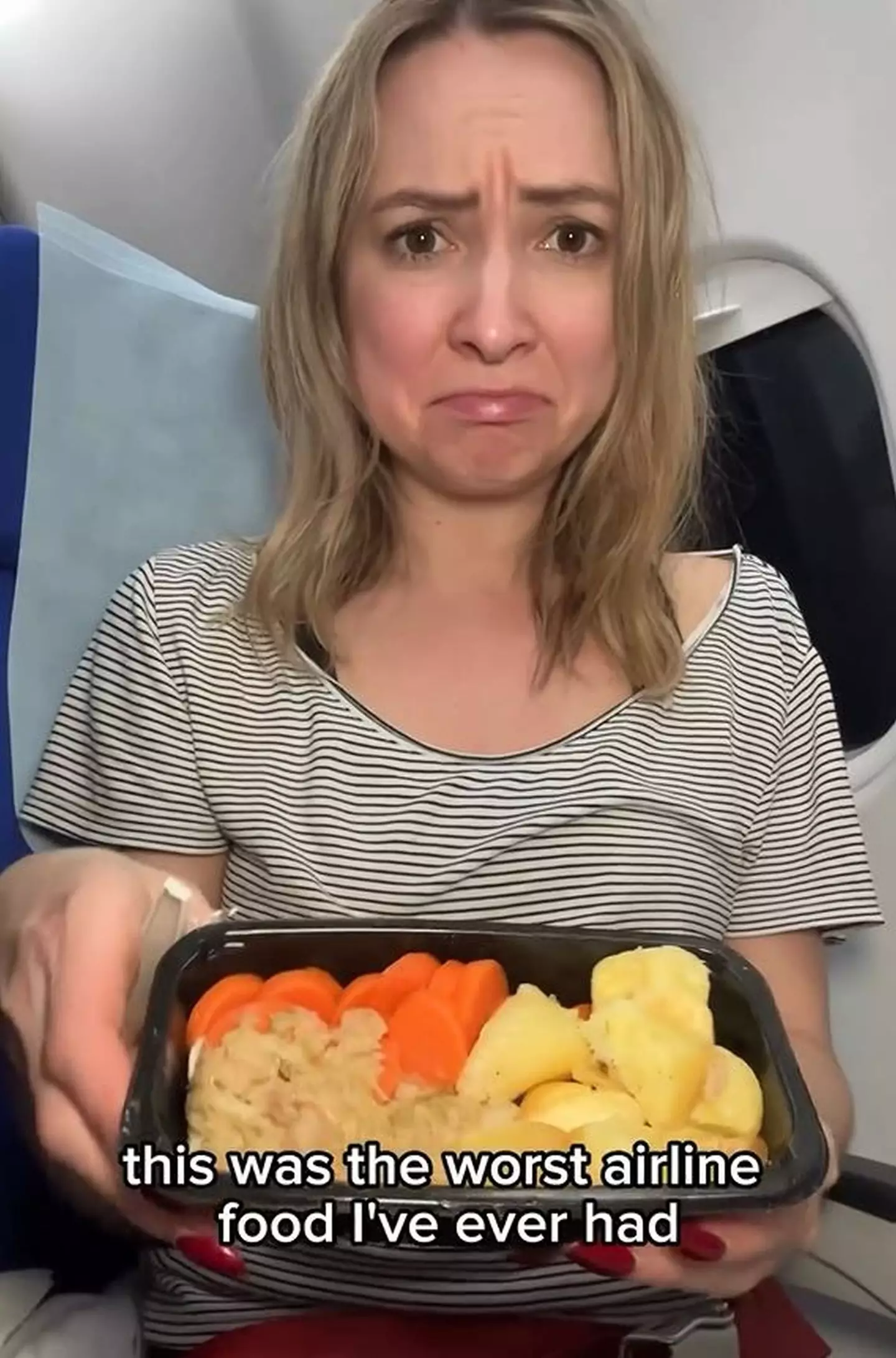 Travel blogger, Nicola Easterby, was left stunned by the 'barely edible' meals during her long-haul flight.