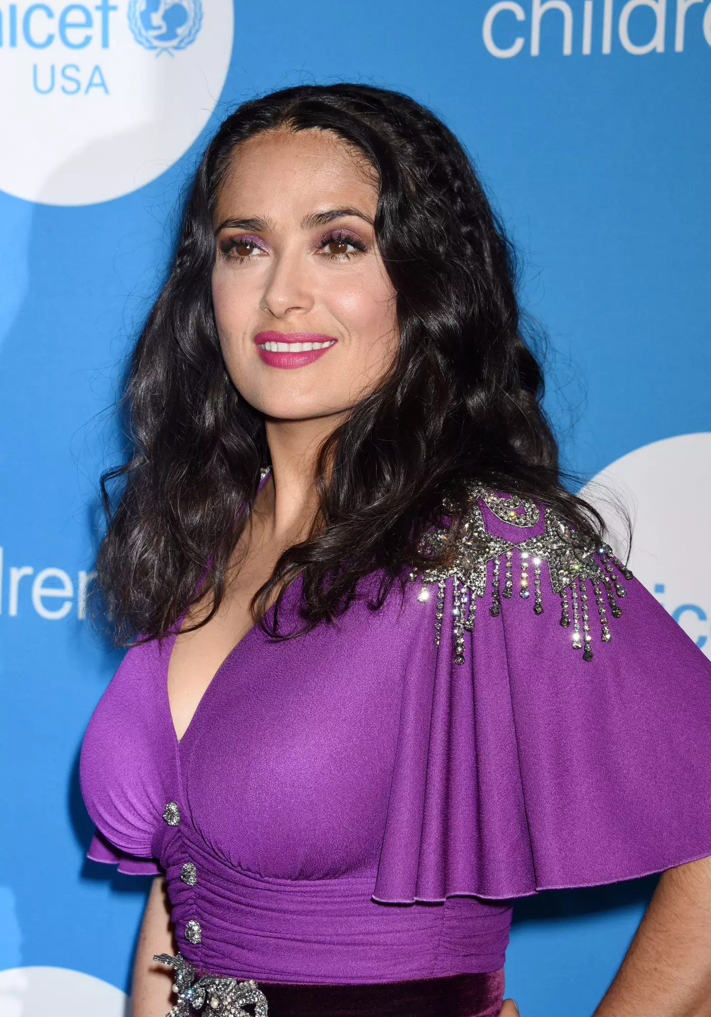 Salma Hayek at the 7th Biennial UNICEF Ball in April 2018.
