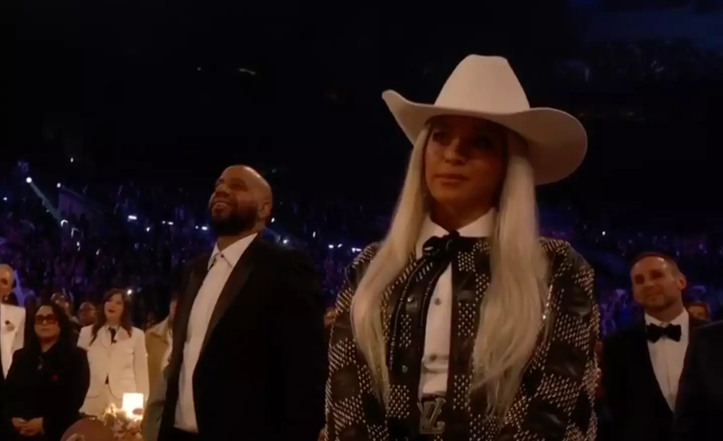 Beyoncé was watching on from her seat.