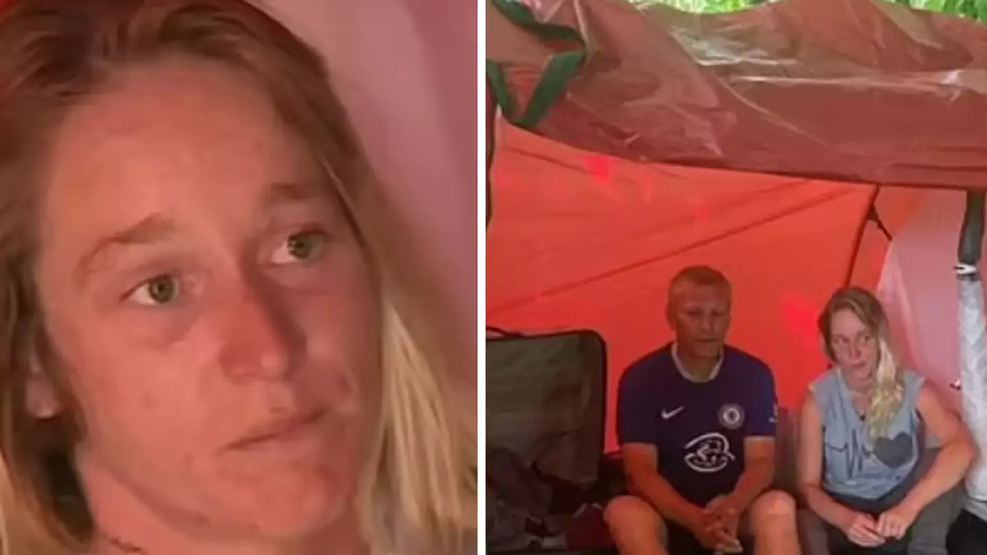 Pregnant mum says she's been forced to live in a tent for the past month after struggling to pay rent