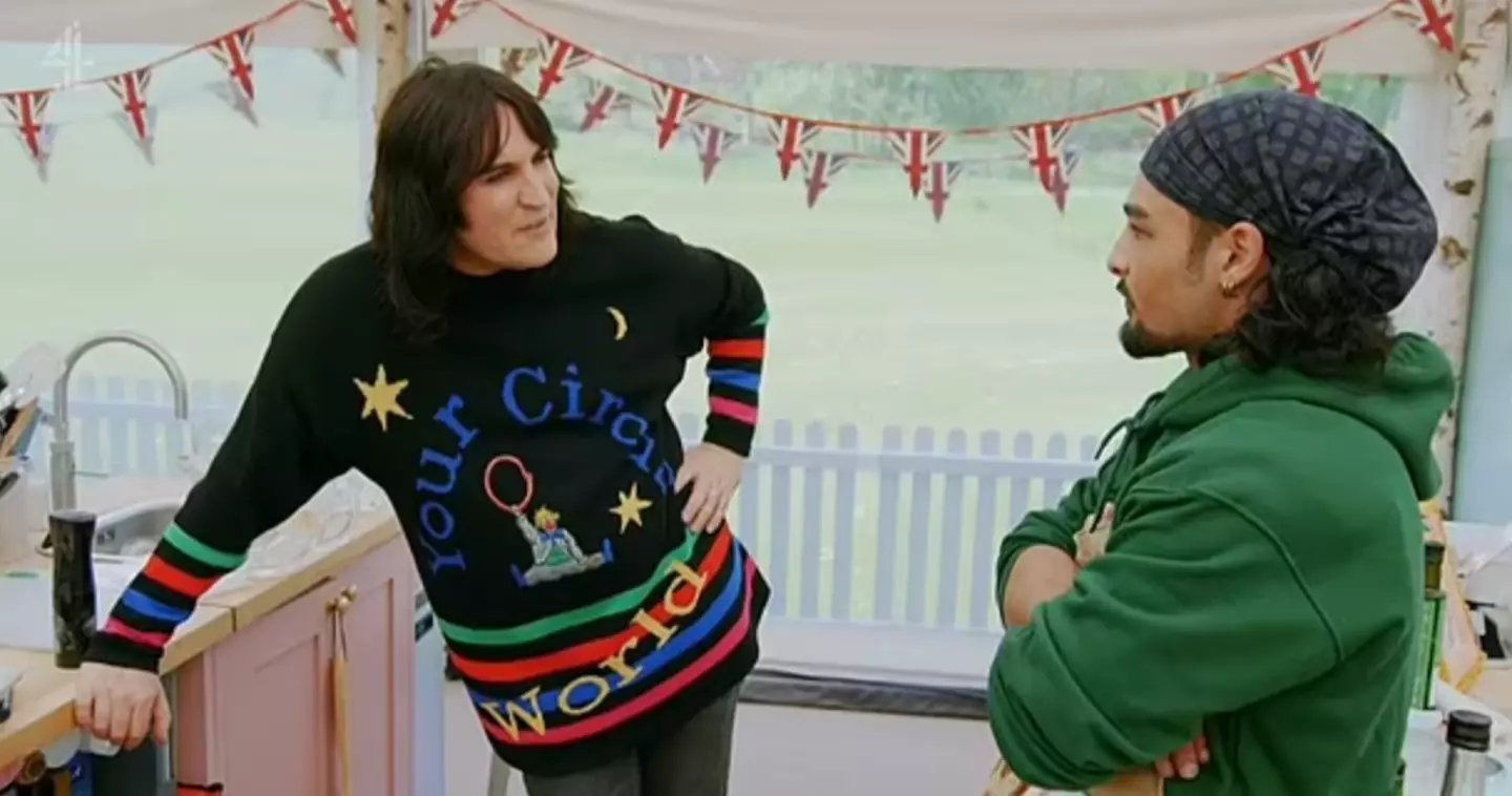 It all kicked off when Noel Fielding complemented star baker Dylan on his good looks (Channel 4)