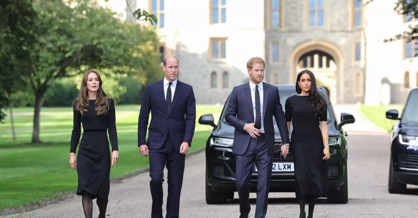 The two couples appeared at Windsor Castle on Saturday.