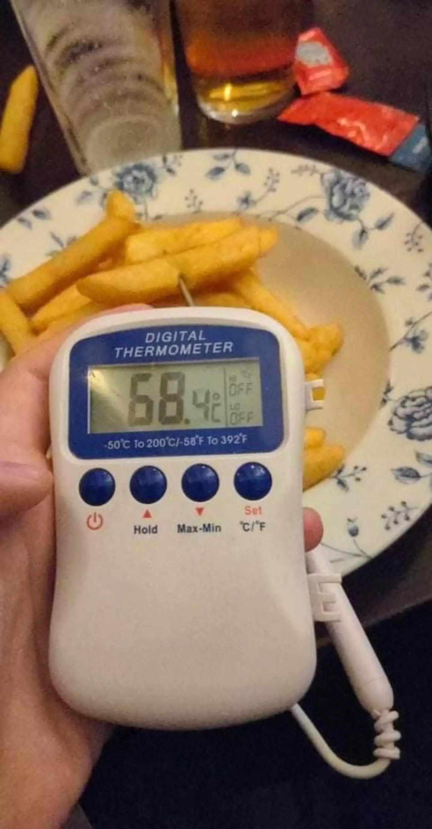 He took the temperature of each chip (