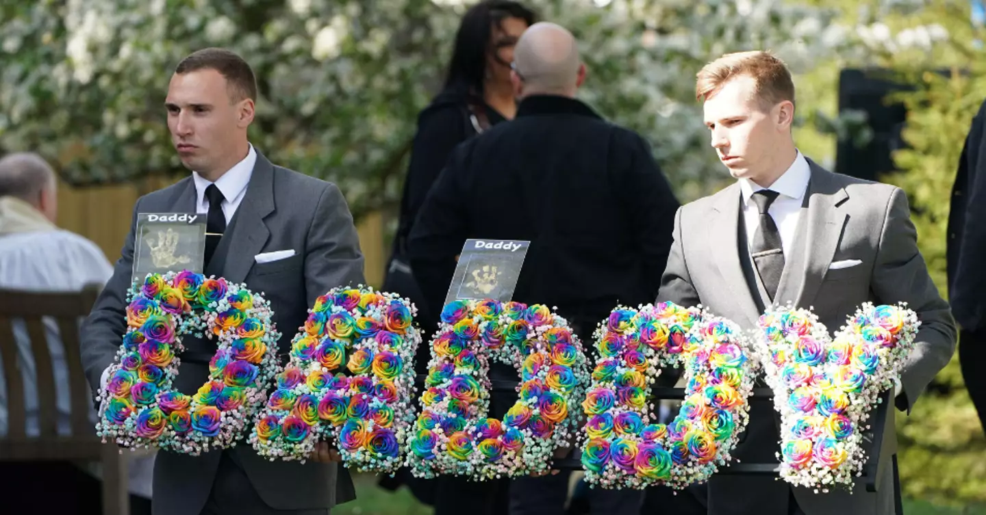 The floral arrangement was a tribute from Tom's children.(