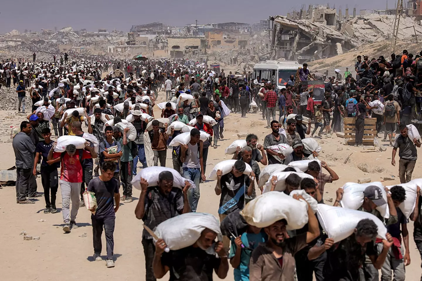 A 25kg sack of flour reportedly now costs £414 in northern Gaza, compared to £8.80 before the start of the war (BASHAR TALEB / Contributor / Getty Images)