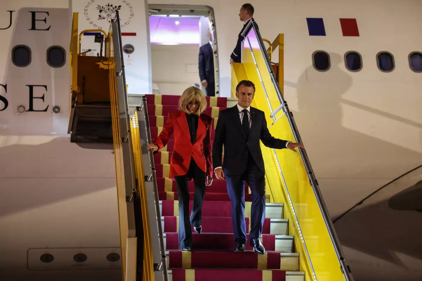 Brigitte appeared to slap Macron earlier this year (LUDOVIC MARIN/AFP via Getty Images)