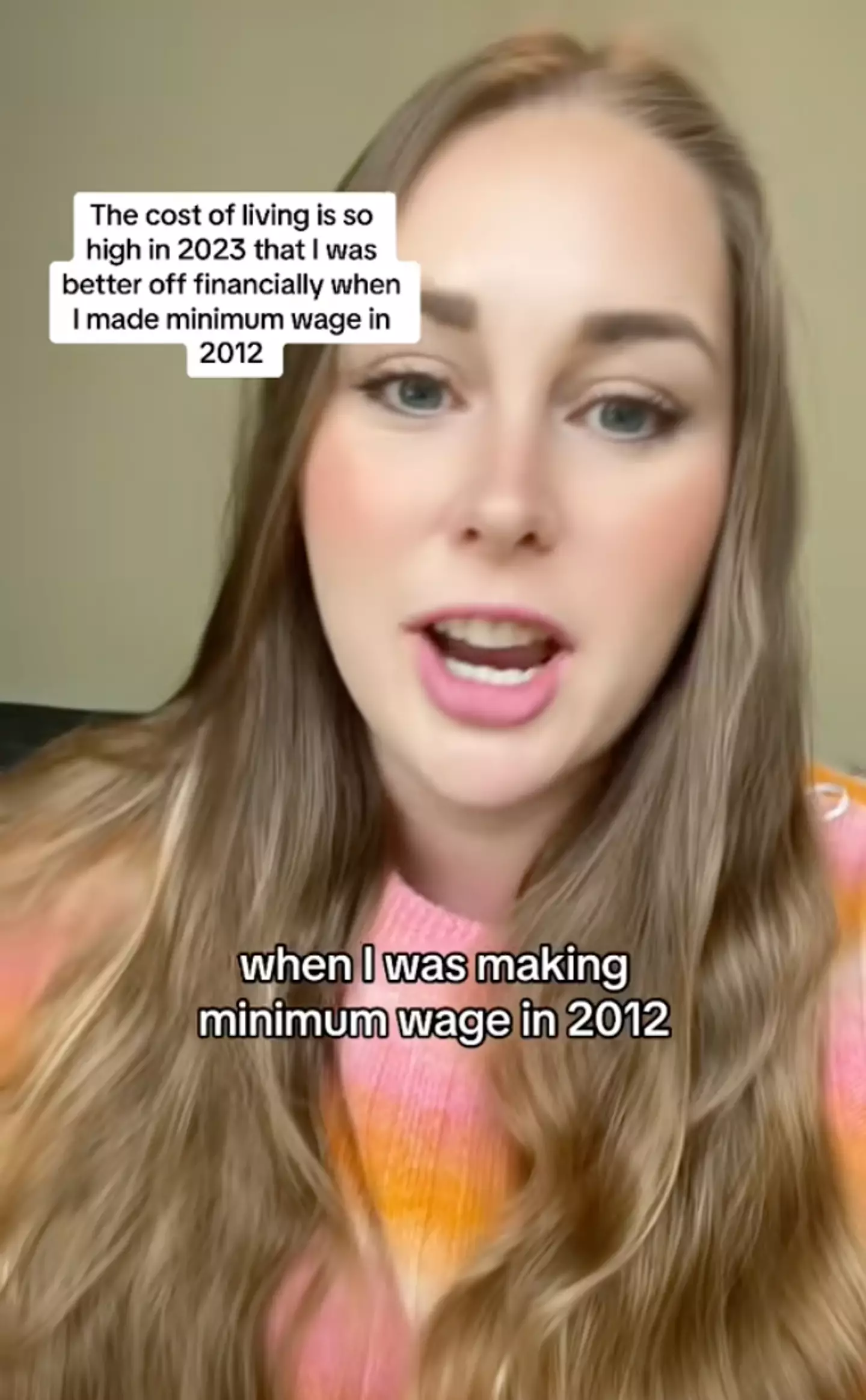Sam said she feels she was better off in 2012 on minimum wage.