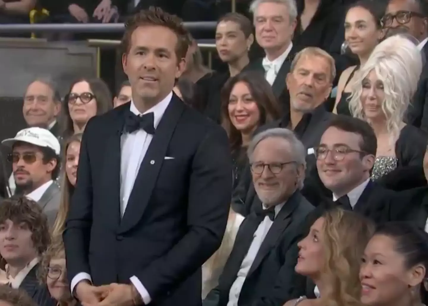 SNL viewers couldn't help but point out Kevin Costner's reaction to Ryan Reynolds' 'joke' about Blake Lively and Justin Baldoni's lawsuit drama (NBC)