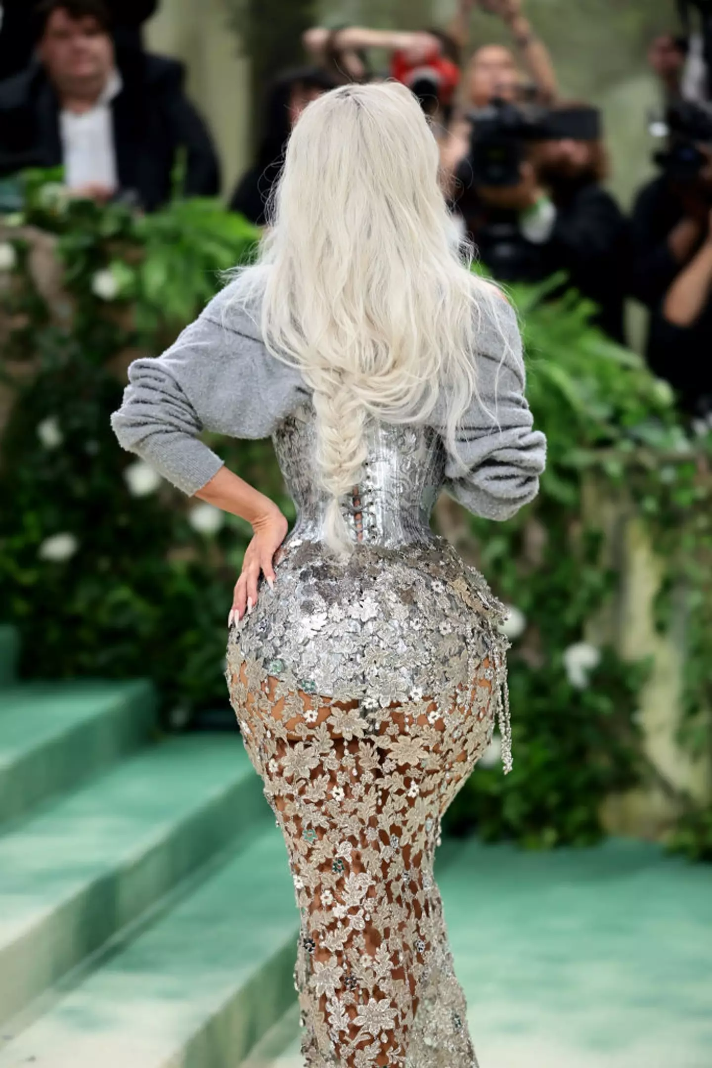 Kim wore a dress designed by John Galliano (Dimitrios Kambouris/Getty Images for The Met Museum/Vogue)