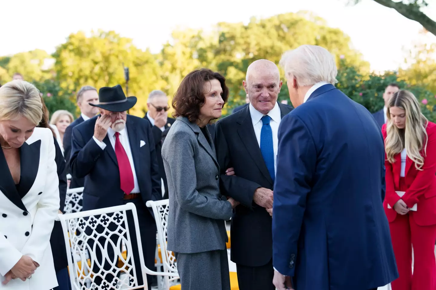 Kirk's parents, Robert and Kathryn, attended yesterday's ceremony (X/@WhiteHouse)